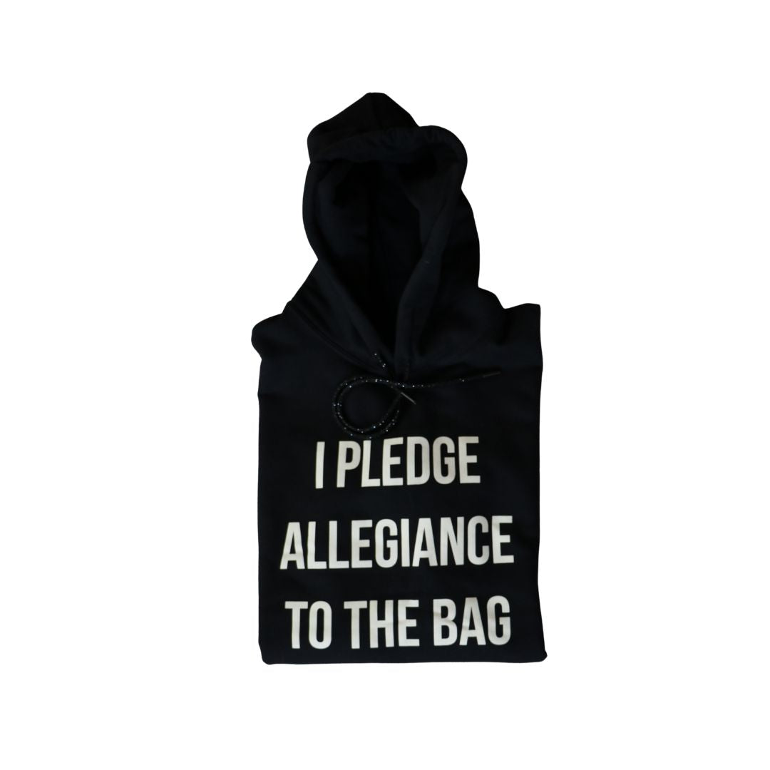 I PLEDGE ALLEGIANCE TO THE BAG METALLIC DRAWSTRING HOODIE (UNISEX FIT)