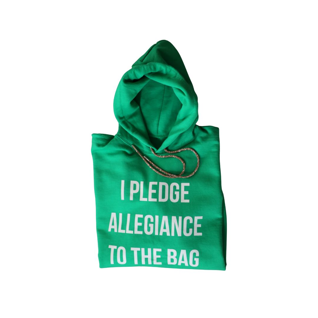 I PLEDGE ALLEGIANCE TO THE BAG METALLIC DRAWSTRING HOODIE (UNISEX FIT)