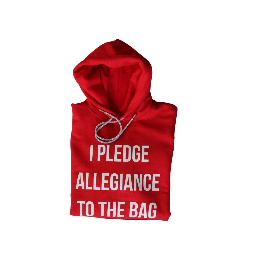 I PLEDGE ALLEGIANCE TO THE BAG METALLIC DRAWSTRING HOODIE (UNISEX FIT)
